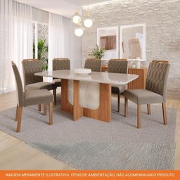 Sala de Jantar 180x90cm Tampo Mdf/vidro 6 Cadeira Cimol Louise Cimol Cinamomo/off/mad/joli - 7
