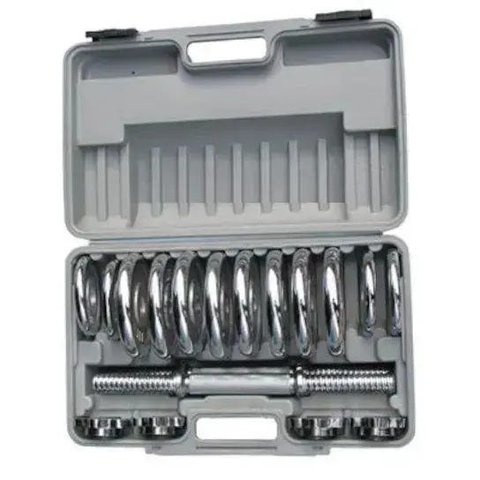 Kit 2 Barras com Anilhas Ferro Fundido Pelegrin PEL-10CR Cromado 15kg