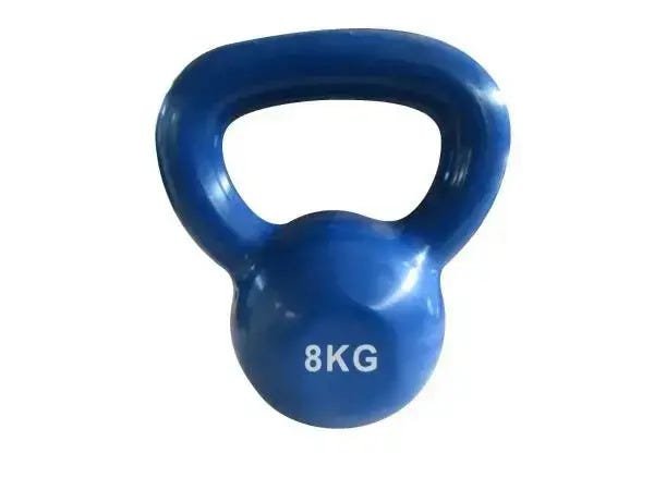 Kit 2 Halteres Kettlebell em ferro fundido Pelegrin PEL-08KB Emborrachado 8kg - Azul - 3