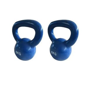 Kit 2 Halteres Kettlebell em ferro fundido Pelegrin PEL-08KB Emborrachado 8kg - Azul