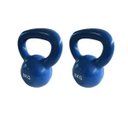 Ver imagem 1 de Kit 2 Halteres Kettlebell em ferro fundido Pelegrin PEL-08KB Emborrachado 8kg - Azul