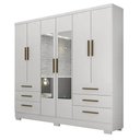 Ver imagem 1 de Guarda Roupa Casal 6 Portas 6 Gavetas Encant COM Espelho Novo Horizonte Cor Branco