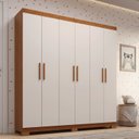 Ver imagem 1 de Guarda-Roupa Infantil 6 Portas 100% MDF 164cm Stellari Espresso Móveis Marrom/Cinamomo/Off White