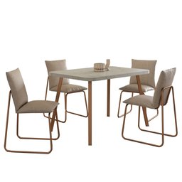 Conjunto Sala de Jantar 4 Cadeiras Monte Carlo Carraro Petra Rose - 3