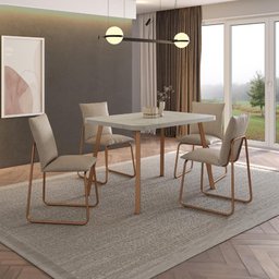 Conjunto Sala de Jantar 4 Cadeiras Monte Carlo Carraro Petra Rose - 2