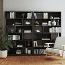 Ver imagem 1 de Estantes Livreiros Escritório Home Office 240x187,5cm com 24 Nichos Preto