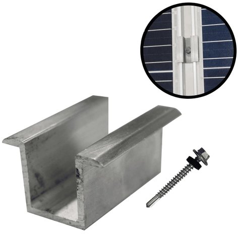 Fixador Grampo Intermediário Middle Clamp Tipo U Placa Painel Solar Alumínio e Inox | Perfil Master