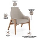 Ver imagem 7 de Kit 02 Poltronas Decorativa Sakura L02 Linho Bege - Lyam Decor