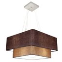 Ver imagem 1 de Lustre Pendente Quadrado Duplo Vivare Md-4345 Cúpula Tecido 45x35cm - Café / Palha