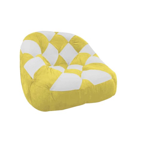 Poltrona Paloma Escritório Sala Pé Plástico Suede Amarelo e Suede Branco - Dominic Decor