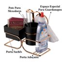 Ver imagem 2 de Kit Café Rosé Gold Porta Sachês Lixeira 5 Litros Basculante - Preto/Rosé Gold