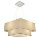 Ver imagem 1 de Lustre Pendente Quadrado Duplo Vivare Md-4345 Cúpula Tecido 45x35cm - Algodão Crú