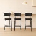 Ver imagem 1 de Banqueta Olivia Altura 65cm para Bar e Cozinha Preta com Assento Confortável Encosto Estofado Kit 3