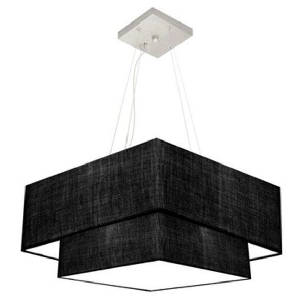 Menor preço em Lustre Pendente Quadrado Duplo Vivare  Md-4345 Cúpula Tecido 45x35cm - Preto