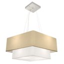 Ver imagem 1 de Lustre Pendente Quadrado Duplo Vivare Md-4344 Cúpula Tecido 45x35cm - Algodão Crú / Branco