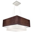 Ver imagem 1 de Lustre Pendente Quadrado Duplo Vivare  Md-4344 Cúpula Tecido 45x35cm - Café / Branco