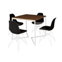 Ver imagem 6 de Mesa Industrial Quadrada Jantar Amêndoa 90Cm Base V Com 4 Cadeiras Pretas Ferro Branco Cor: Amendoa