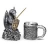 Dragão Guardião com Caneca Bebida Cerveja Chopp Dragão Resina - 1