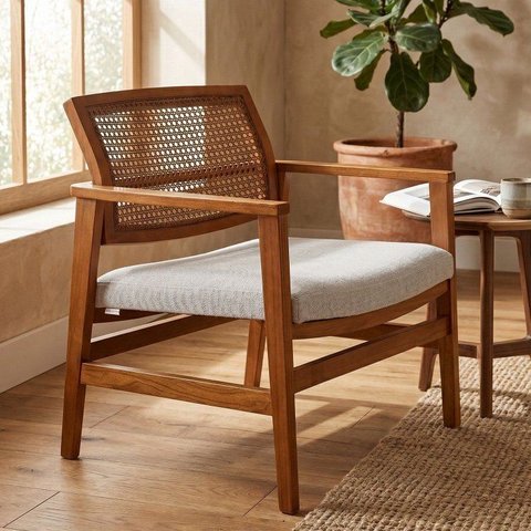 Poltrona Decorativa Madeira Maciça Bossa 64cm
