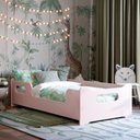 Ver imagem 1 de Cama Encanto Montessoriana Infantil com Proteção Lateral para Quarto de Criança Menina Rosa