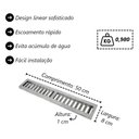 Ver imagem 6 de Kit 2 Ralo Grelha Linear Caixilho Alumínio Escovado 8x50cm