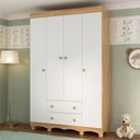 Ver imagem 1 de Guarda-roupa Infantil 122cm 4 Portas e 2 Gavetas Dengo Multimóveis Mp4438 Madeirado/branco