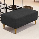 Ver imagem 2 de Puff Decorativo Sala de Estar Cléo Pés Palito 90cm Linho Chumbo