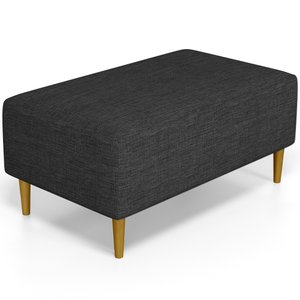 Puff Decorativo Sala de Estar Cléo Pés Palito 90cm Linho Chumbo