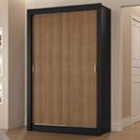 Ver imagem 1 de Guarda-roupa Solteiro 2 Portas de Correr 2 Gavetas Preto/rustic Vivare Madesa