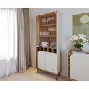 Ver imagem 1 de Cristaleira com Vidro 4 Portas e Adega Retrô 70cm Multimóveis Crcol-CRI009 Off White/Madeirado