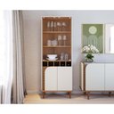 Ver imagem 7 de Cristaleira com Vidro 4 Portas e Adega Retrô 70cm Multimóveis Crcol-CRI009 Off White/Madeirado