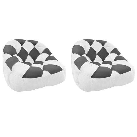 Kit 02 Poltrona Paloma Escritório Sala Pé Plástico Suede Branco e Suede Grafite - Dominic Decor