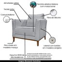Ver imagem 3 de Poltrona Decorativa Pés em Madeira Tarantino Linho Cinza Rustico - Gran Belo