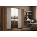 Ver imagem 1 de Guarda Roupa Casal 6 Portas (2 Ripadas e 2 C/ Espelho) e 6 Gavetas C/ Pés Atrice Nogueira Touch/