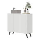 Ver imagem 1 de Gabinete Banheiro 3 Portas Retrô 90Cm Multimóveis V5030 Branco/Preto Branco/Preto