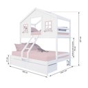 Ver imagem 3 de Beliche Casal/ Solteiro Casinha Dos Sonhos com 02 Gavetas Madeira Maciça Branco/ Rosa Megamobilia