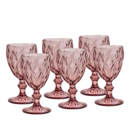 Conjunto 6 Taças de Vidro Para Água Diamond Lilás 325ml Lyor - 1