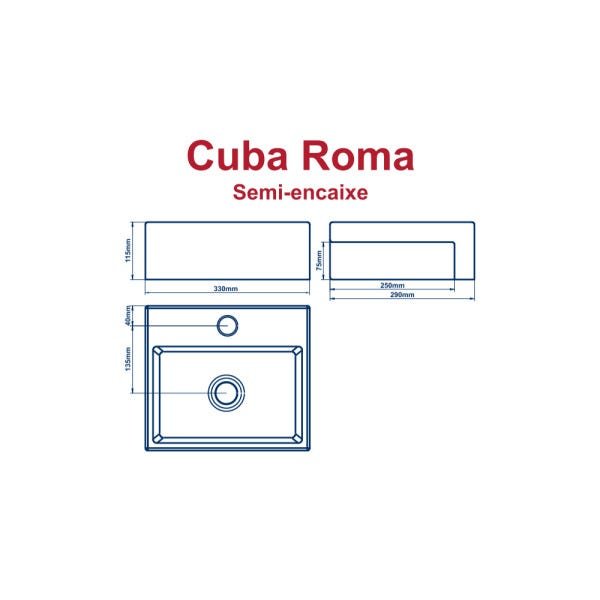 CUBA DE SEMI-ENCAIXE ROMA 33X29CM - 1