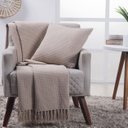 Ver imagem 1 de Manta Decorativa para Sofá Boho Favo de Mel Bege Fastlar Manta 100% Algodão 140x150cm