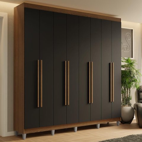 Guarda-Roupa Casal com Pés 8 Portas Batentes Saturno Madesa