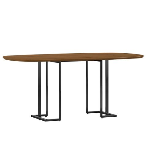 Mesa de Jantar 6 Lugares Retangular Orgânico 180cm Pés Industrial Alina N01 Cinamomo Preto - Lyam