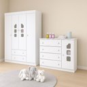 Ver imagem 2 de Jogo de Quarto Infantil Anya Roupeiro e Cômoda Sapateira Branco - Bela Móveis
