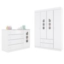 Ver imagem 1 de Jogo de Quarto Infantil Anya Roupeiro e Cômoda Sapateira Branco - Bela Móveis