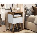 Ver imagem 1 de Mesa de Cabeceira Evora Pés Palito Branco / Nature - JM Casa dos Moveis