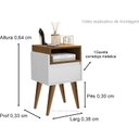 Ver imagem 2 de Mesa de Cabeceira Evora Pés Palito Branco / Nature - JM Casa dos Moveis