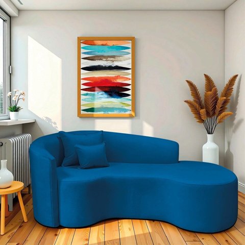 Recamier Curvo Orgânico 180cm 3 Lugares Lado Direito para Sala de Estar Linho Londres