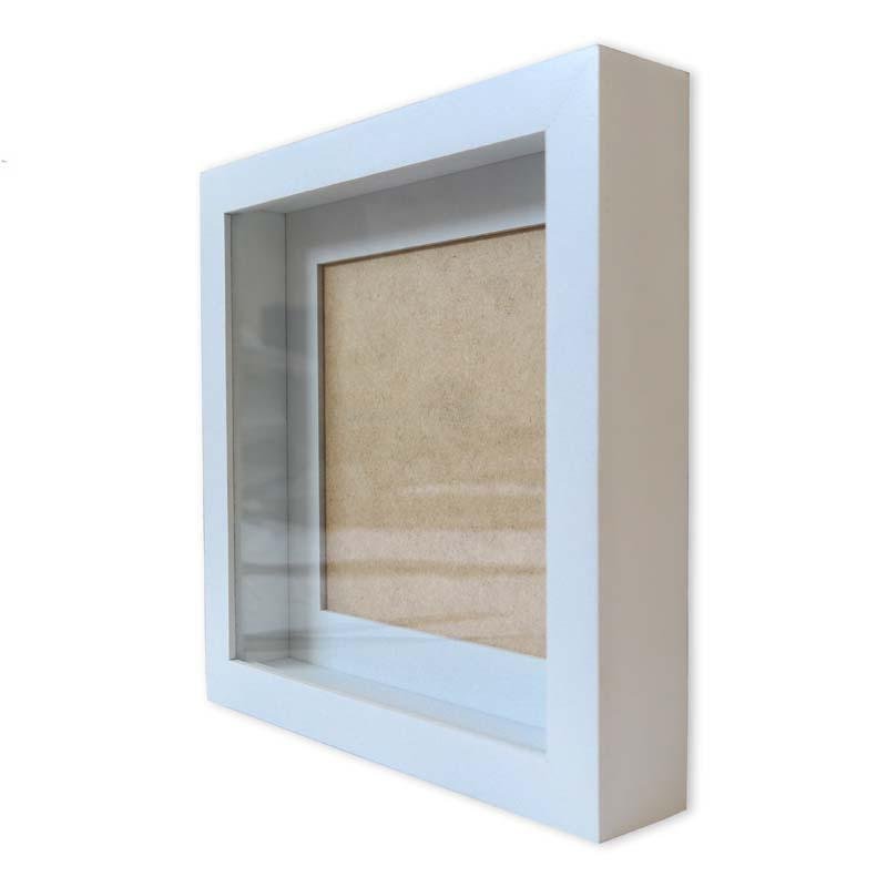 Moldura Caixa Alta 30x30cm Branco com Paspatur e Vidro