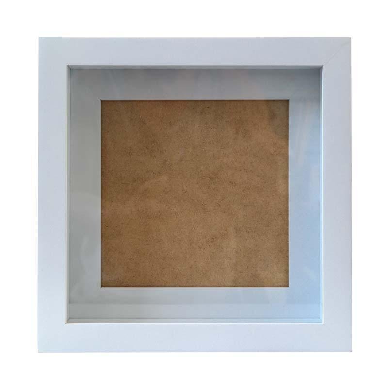 Moldura Caixa Alta 30x30cm Branco com Paspatur e Vidro - 2