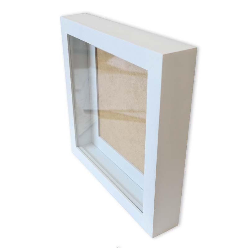 Moldura Caixa Alta 30x30cm Branco com Paspatur e Vidro - 3