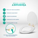 Ver imagem 4 de Assento Sanitário Poliester Decorada Convencional Rosa Quartzo Beija Flor com Ferragem Dourada